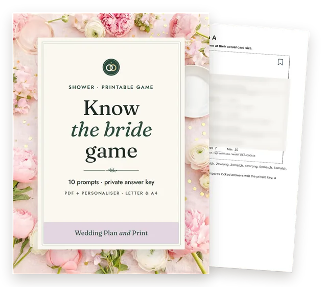 Know the bride game cover with a page of the fictional worked example behind it