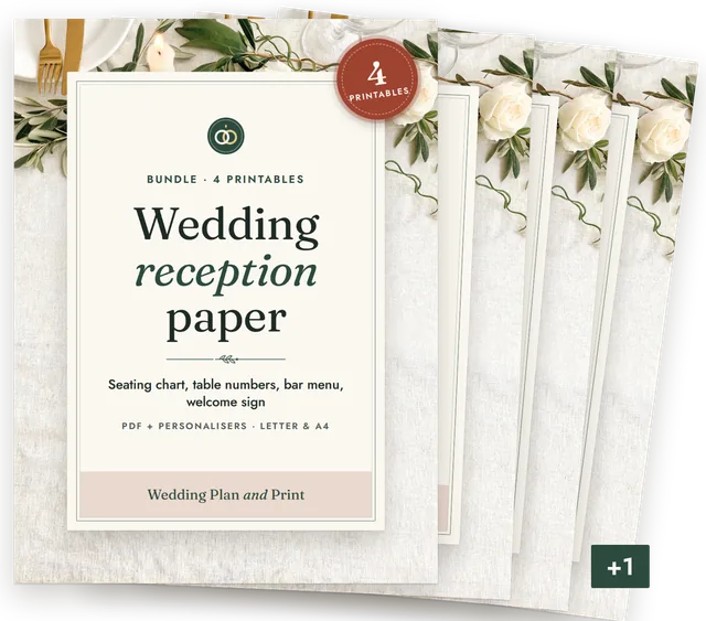 Wedding Reception Paper bundle cover with the covers of its products stacked behind it