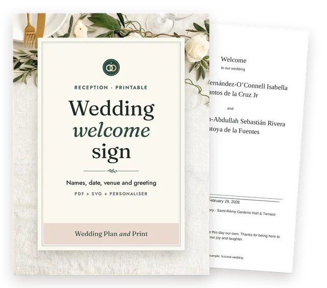 Welcome sign cover with a page of the fictional worked example behind it