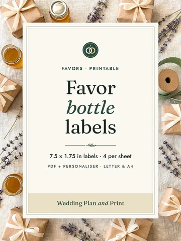 Favor bottle labels cover