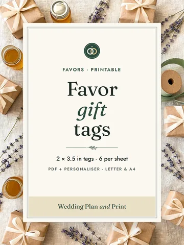 Favor gift tags cover