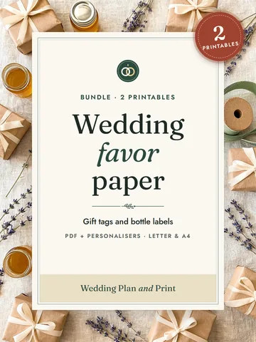 Wedding Favor Paper cover