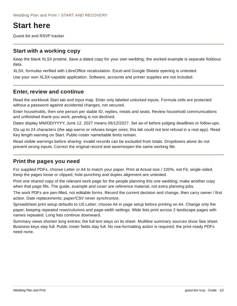 Guest list and RSVP tracker: How-to guide, page 1