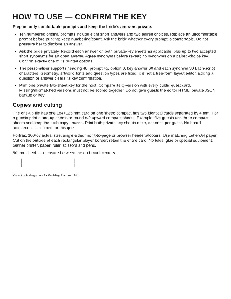 Know the bride game: Host guide, page 1 of 4