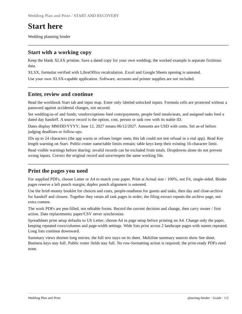 Wedding planning binder: How-to guide, page 1