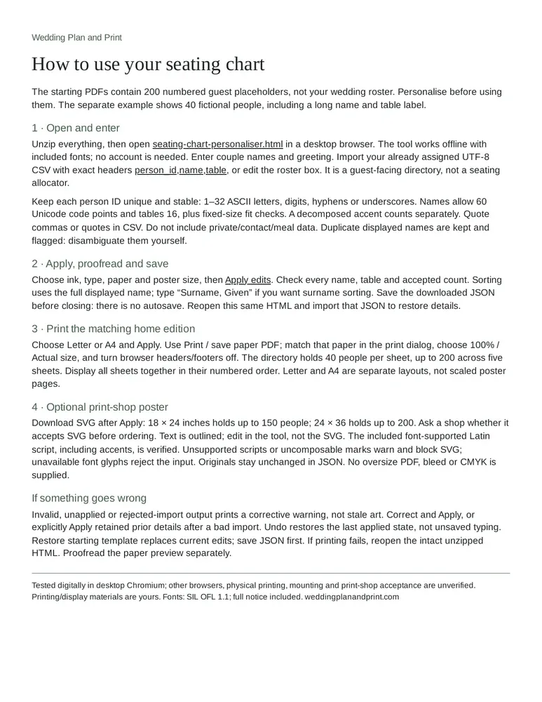 Seating chart: How-to guide, page 1