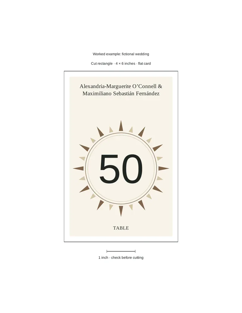 Table numbers: Fictional worked example