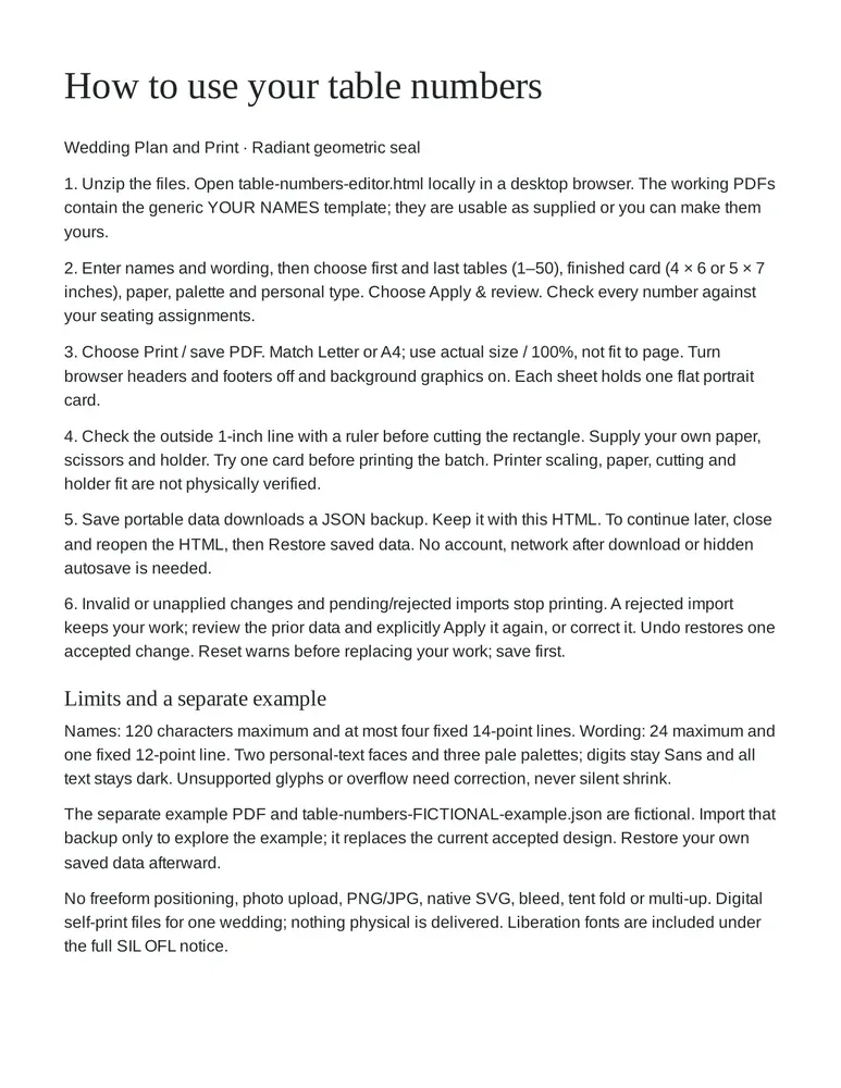 Table numbers: How-to guide, page 1
