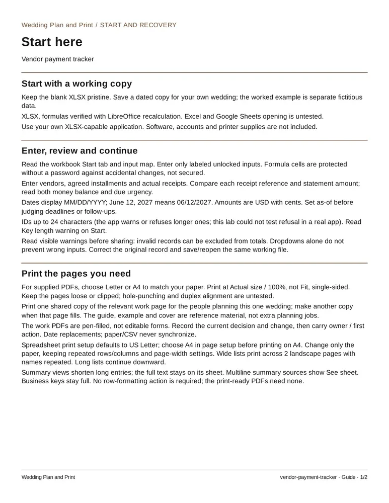 Vendor payment tracker: How-to guide, page 1