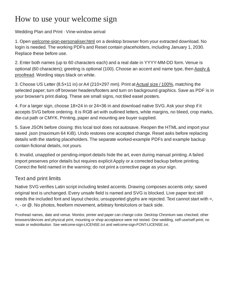 Welcome sign: How-to guide, page 1
