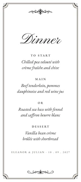 Copperplate dinner menu