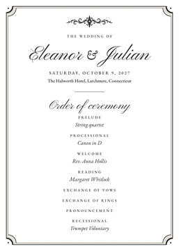 Copperplate ceremony program