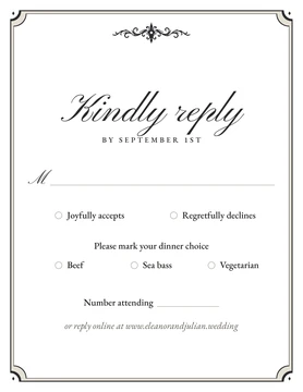Copperplate RSVP card