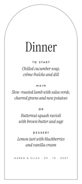 Meridian dinner menu