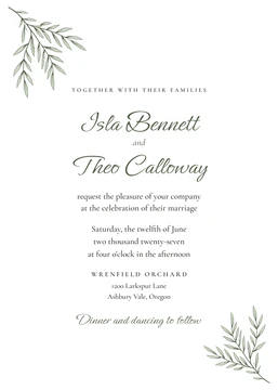 Wedding Invitation, Olive Grove
