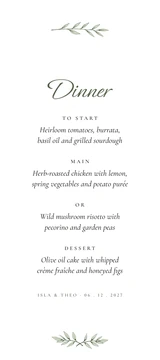 Dinner Menu, Olive Grove