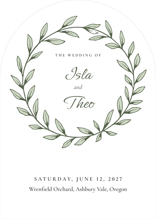 Ceremony Program as a fan in the Olive Grove design