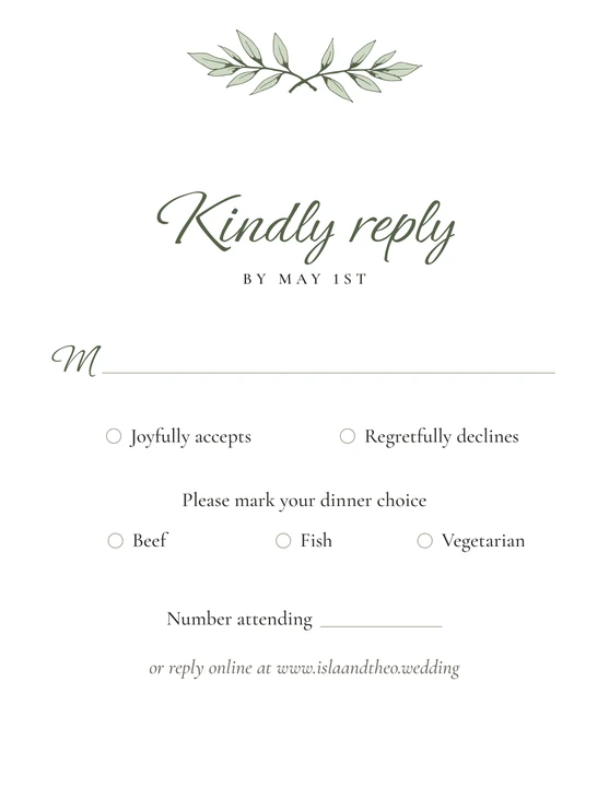 RSVP Card in the Olive Grove design