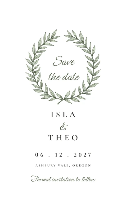 Save the Date as a phone image in the Olive Grove design