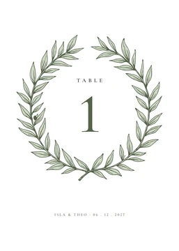 Table Numbers, Olive Grove