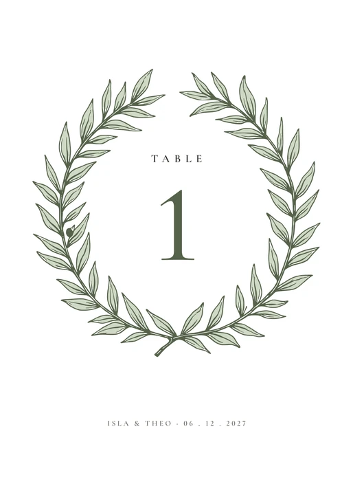 Table Numbers in the Olive Grove design
