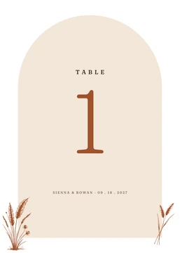 Wild Pampas table numbers