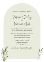 Wild Pampas invitation in the Sage palette