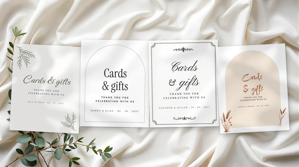 The signs pack (10 signs) in all four designs: Olive Grove, Meridian, Copperplate and Wild Pampas
