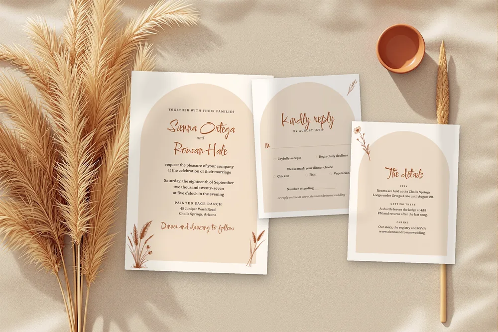Wild Pampas invitation suite